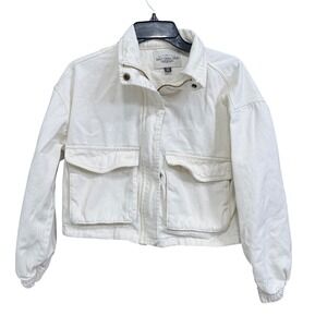 Ashley Vintage Charm‎ XS Cropped Military Jacket White Utility Coat